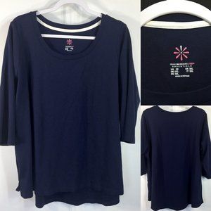 Isaac Mizrahi Live 2X Tunic Top Blue Scoop Neck